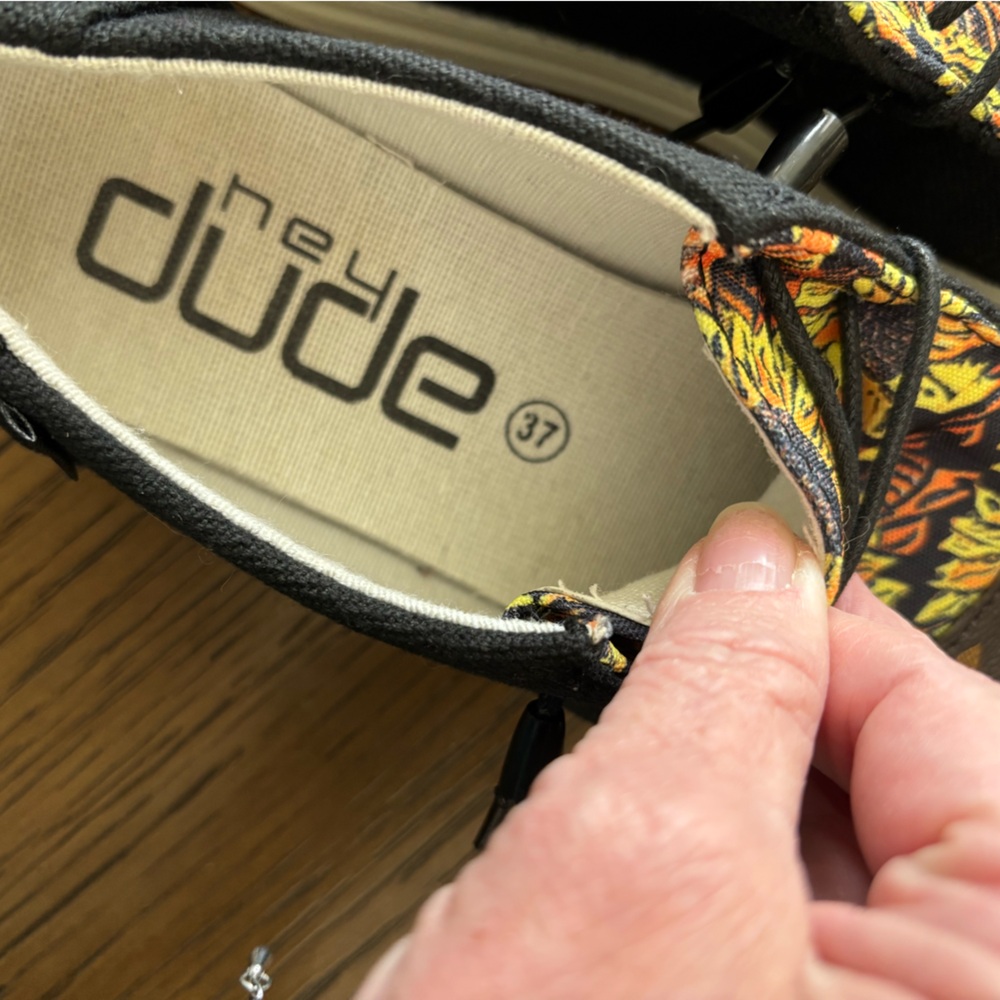 Custom LV Hey Dude Black Canvas Slip-On Sneakers - Picture 3 of 5